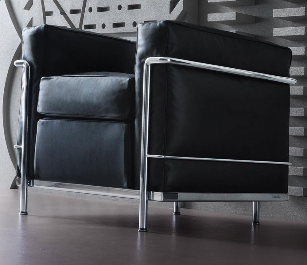 LC2 chrome & black leather CASSINA LC2 chrome & black leather CASSINA
