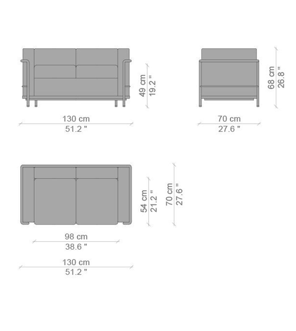 LC2 cm. 130 - 2 seater CASSINA LC2 cm. 130 - 2 seater CASSINA