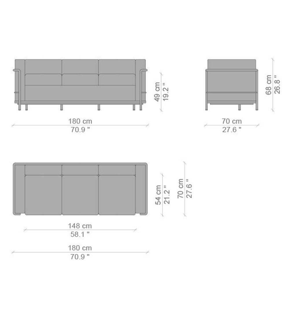 LC2 cm. 180 - 3 seater CASSINA