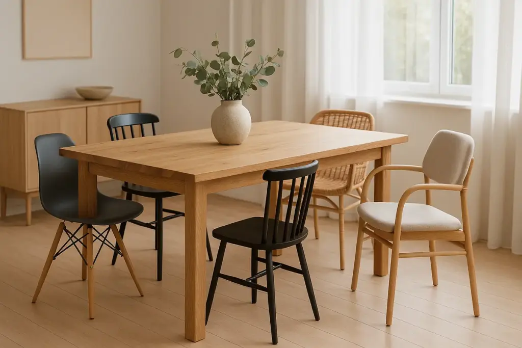 Quali sedie abbinare a un tavolo in legno naturale? Le combinazioni che seguono le tendenze ma durano nel tempo