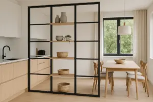 Cosa posizionare tra cucina e sala da pranzo? Soluzioni divisorie che non bloccano la luce e aumentano la praticità