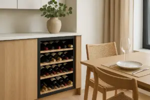 Come sistemare le bottiglie nella zona pranzo? Idee pratiche per una cantinetta integrata alla vista