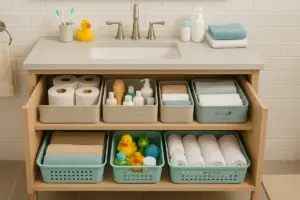 Come organizzare il mobile bagno per la famiglia? Strategie anti-caos che funzionano
