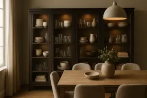 Vetrina in sala da pranzo: trasforma l’esposizione in punto focale senza l’effetto museo