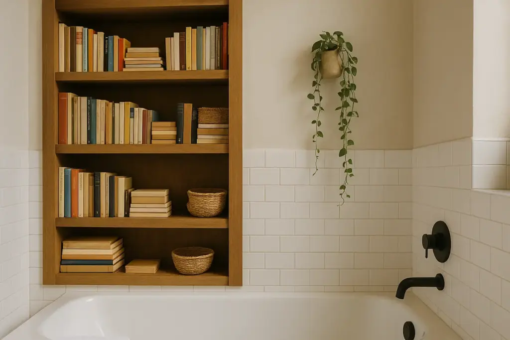 Libreria in bagno: dettagli che aggiungono carattere e praticità all’ambiente
