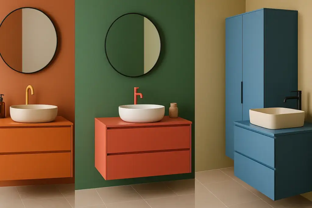 Mobili bagno colorati: guida per evitare stonature cromatiche e dare personalità senza sbagliare