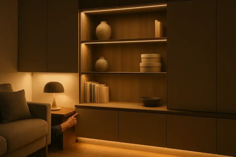 Illuminazione integrata nei mobili di casa: il vantaggio concreto che trasforma l’atmosfera con un solo gesto