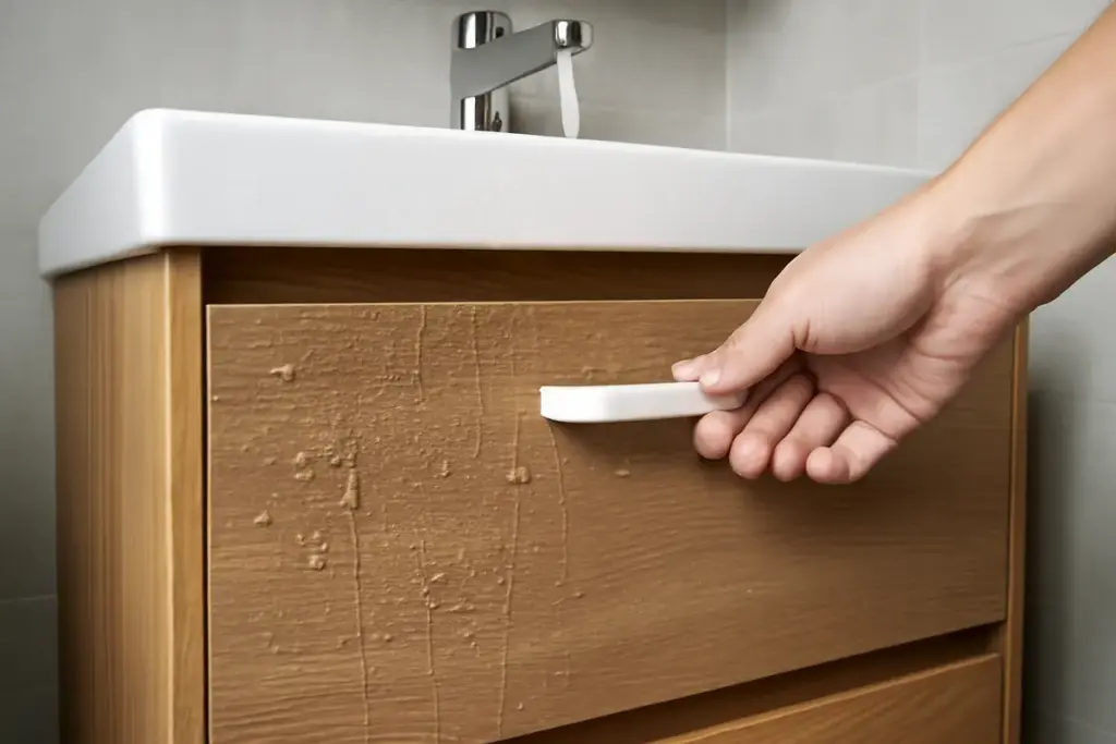 Rivestimento del mobile bagno in PVC: perché resiste all’umidità meglio del laminato