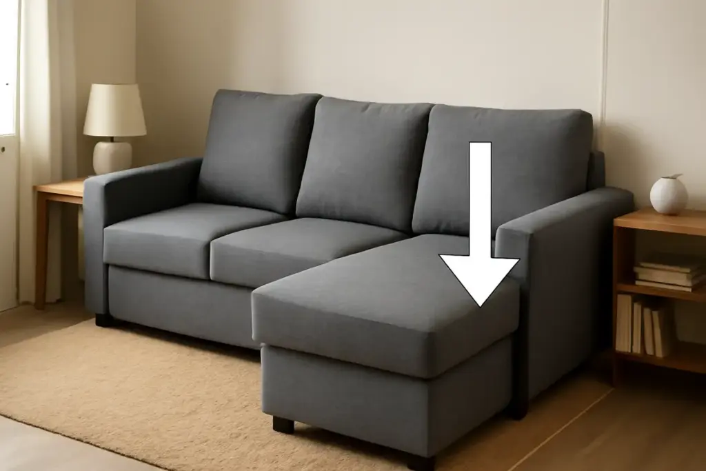 Divano angolare con chaise longue in spazi ridotti: il lato che non devi mai sbagliare