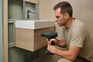 Fissaggio mobile bagno sospeso su cartongesso: il metodo che evita crolli e danni