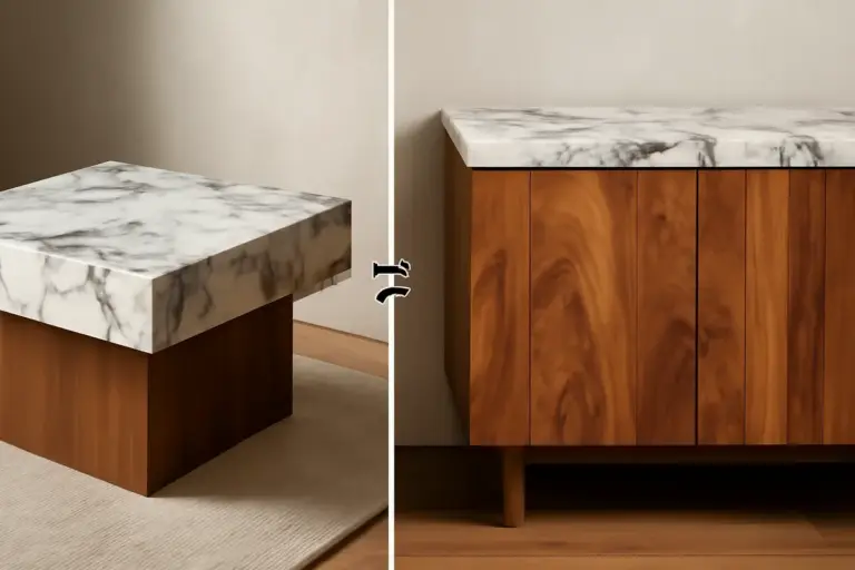 Abbinare marmo e legno nei mobili: il confine sottile tra eleganza e confusione