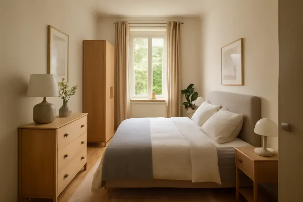 Camera da letto stretta e lunga: come disporre i mobili senza sentirsi in corridoio