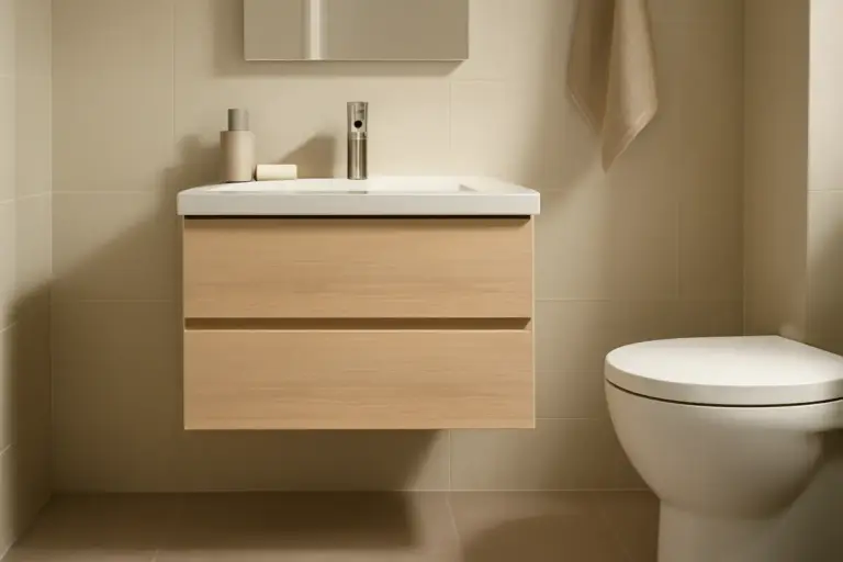Mobile bagno sospeso in bagno piccolo: l’altezza da terra che cambia tutto