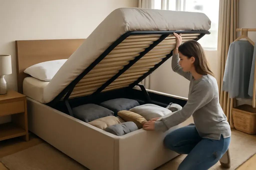 Letto con contenitore in camera piccola: il vantaggio che cambia la gestione quotidiana