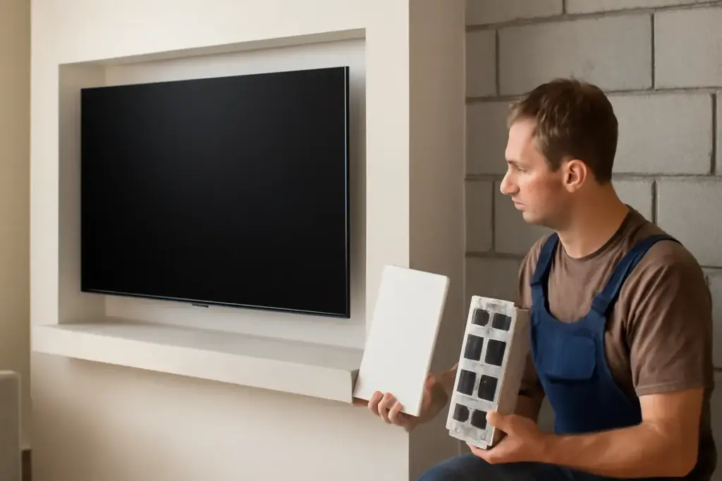 Porta TV sospeso in muratura o cartongesso: cosa cambia nella scelta del supporto