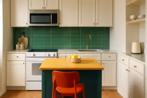 Cucina piccola con isola colorata: come bilanciare i toni senza chiudere lo spazio