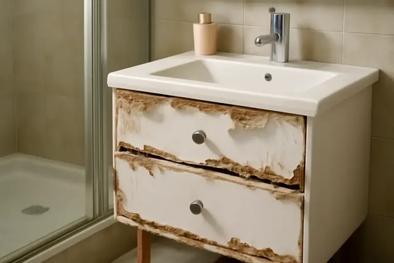 Mobile bagno vicino alla doccia: i materiali che non reggono nemmeno un anno