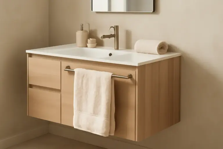 Mobile bagno con portasalviette integrato: il dettaglio che elimina il disordine