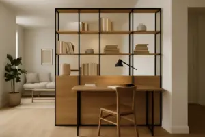 Open space con zona studio: il mobile che isola visivamente senza occupare metri