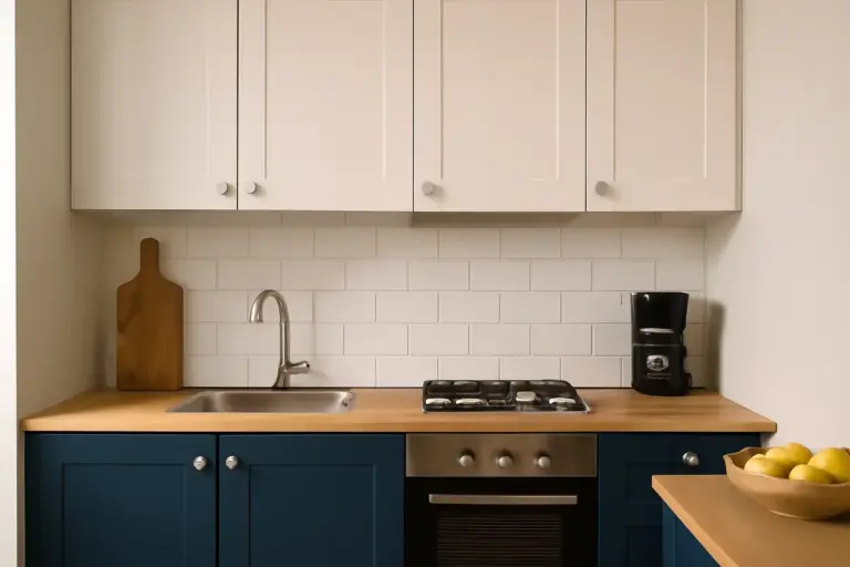Colori chiari per pensili cucina piccola: il contrasto che non devi mai sottovalutare