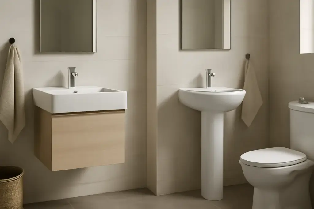 Mobile lavabo sospeso o a colonna: la differenza che cambia tutto in bagno piccolo