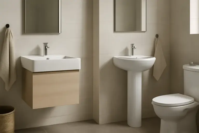 Mobile lavabo sospeso o a colonna: la differenza che cambia tutto in bagno piccolo